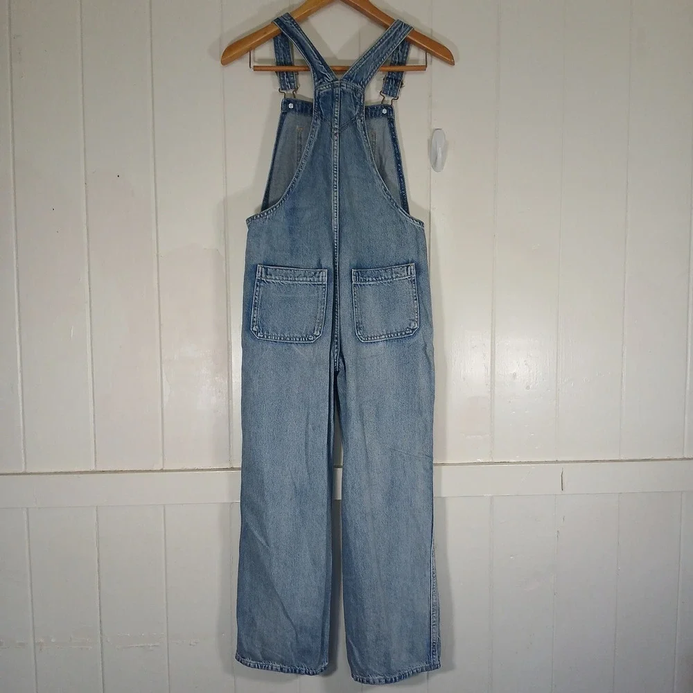 Gap‎ Denim Overalls Kids Size XL (12) Light Wash Blue Adjustable Straps Bibs
